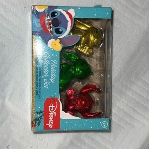 Disney Holiday Stitch Ornament Set - Red, Green, Gold